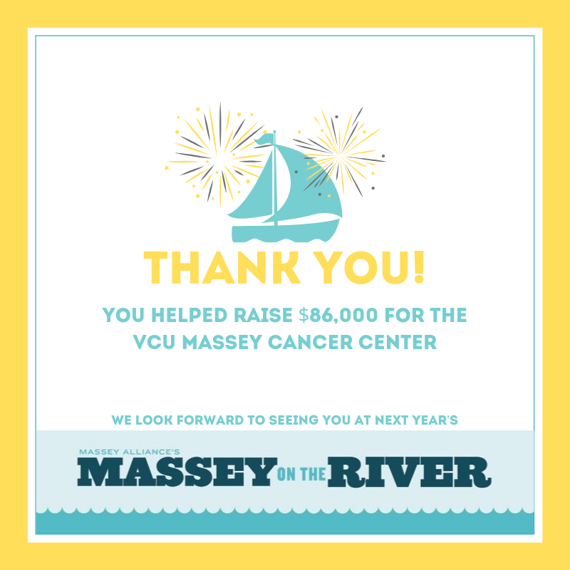 This year’s Massey on the River raised $86,000 to support the important, life-saving cancer research at <a href="/vcumassey/">VCU Massey Comprehensive Cancer Center</a> ! Thank you to all who attended, volunteered, donated and sponsored! See you next year! #MasseyOnTheRiverTurns10 #MOTR19

Presented by <a href="/ApexSystems/">Apex Systems</a> &amp; <a href="/masseyalliance/">Massey Alliance</a>