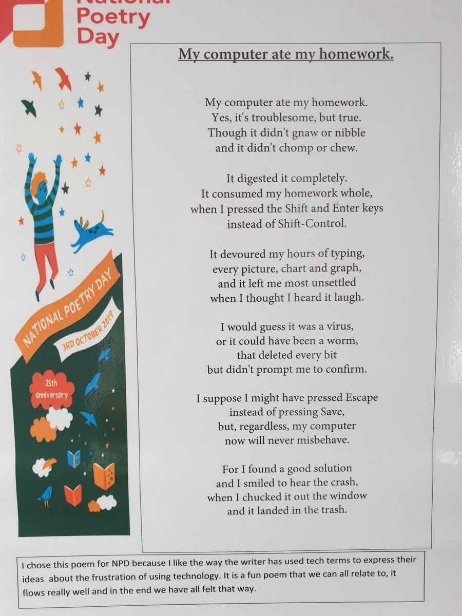 SHS_ICT's tweet photo. Ready for National Poetry Day #NPD https://t.co/bU1mzGeUO3