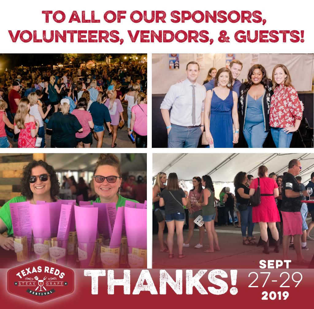 To everyone who helped make this year's #TexasReds a huge success: We can't say it enough...thank you, thank you, thank you!! #TexasRedsCheers #grateful #thankyou