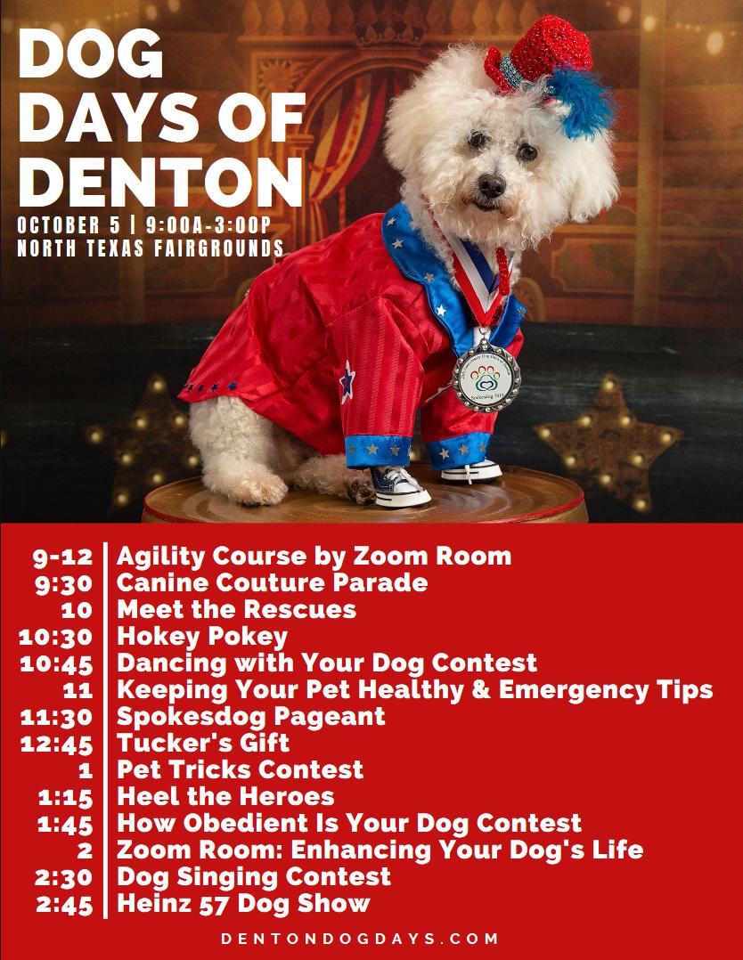 DogDaysDenton's tweet photo. Spokesdog pageant, dancing with your dog contest, dog singing contest & more! We're excited to share the schedule for Saturday Oct 5th! What's your pup's favorite thing to do at #DogDaysofDenton?
#denton #dentontx #WDDI #dentoning #UNT #TWU https://t.co/VD4h40WJVb