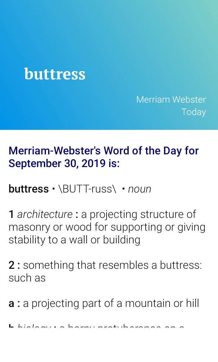 Learn new English words like "buttress" every day and sound smarter. Get the best app to enhance your vocabulary : applinks.co/vocabapp