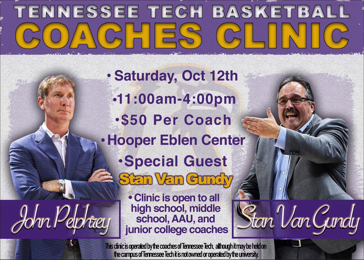 John Pelphrey (@johnpelphrey) on Twitter photo Excited to announce <a href="/TTU_Basketball/">TTU Men's Basketball</a>’s upcoming coaches clinic with special guest coach Stan Van Gundy. Registration info🔗: tennesseetech.prestosports.com/sports/mbkb/20… #WingsUp 🦅 Excited to announce <a href="/TTU_Basketball/">TTU Men's Basketball</a>’s upcoming coaches clinic with special guest coach Stan Van Gundy. Registration info🔗: tennesseetech.prestosports.com/sports/mbkb/20… #WingsUp 🦅