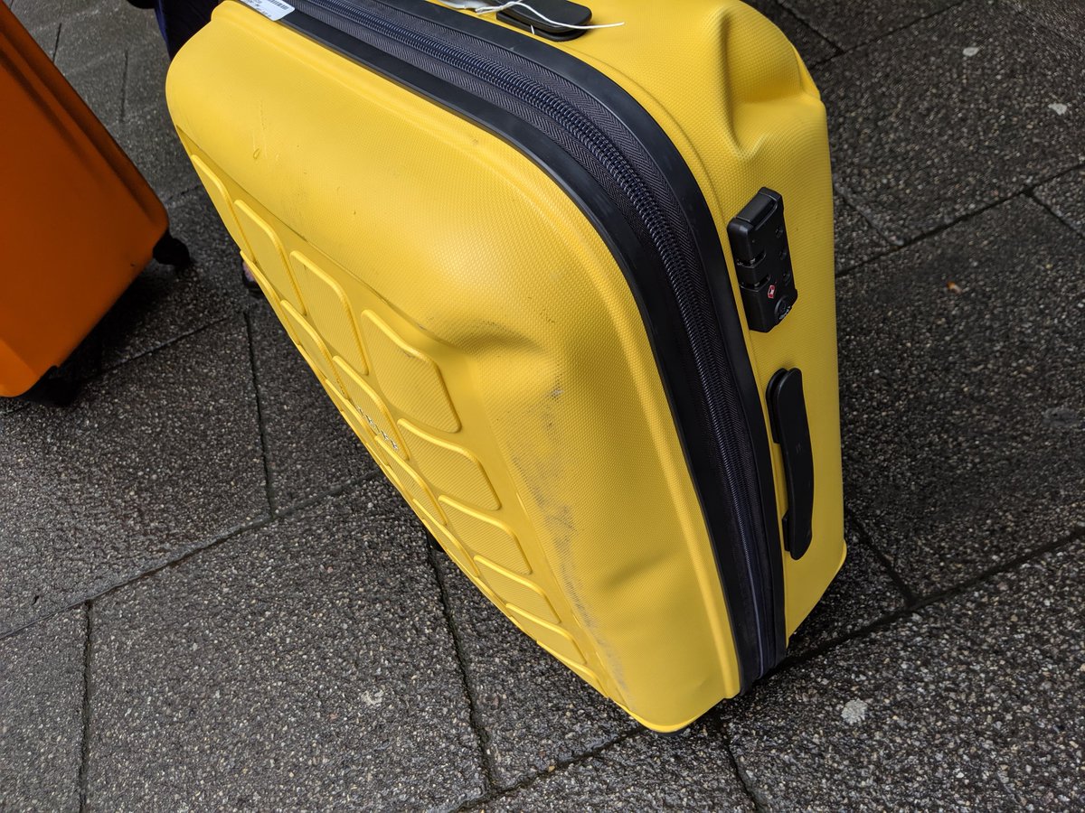 Hannah_Quinton's tweet photo. So last week this happened. Thanks @VirginAtlantic flights! My new suitcase is ruined 🙈 https://t.co/xMmHGcomcR