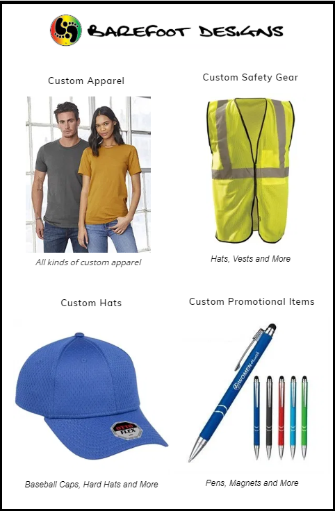 BarefootDesign1's tweet photo. Shop online for high quality Custom Clothing and Apparel.
Visit https://t.co/5FlbgwEBgD today!
#Clothing #Apparel #Safety #Hats #Gear #Shirts #Pens https://t.co/3NFAANjnum