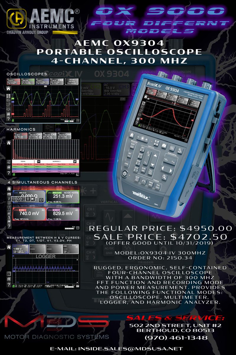 Introducing the new AEMC OX 9000. Get ahold of us @ inside.sales@mdsusa.net or visit our website

#mdsusanet #mdsusa #mdsinc #schleichGmbH #AEMC #electricalsafety #electricmotors #oem #predictivemaintenance #electricalinstallation #oscilloscope #journeyman #testandmeasurement
