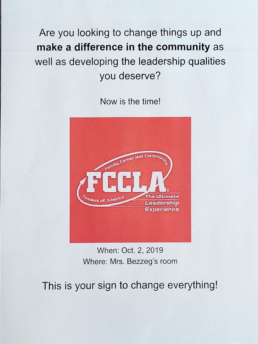 PerryFCCLA's tweet photo. Perry High School FCCLA Club will be meeting at Ice on Wednesday, October 2nd! Stop in Mrs.Bezzegs room 200 to see what we're all about! https://t.co/Y5P4Mjcaov