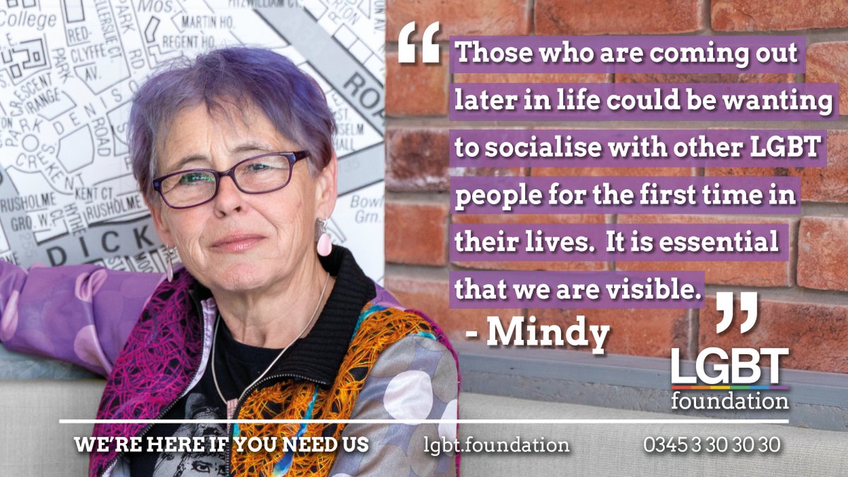 LGBTfdn's tweet photo. Mindy from South Manchester says #ComeOUTwithus!

https://t.co/gW9mrCNoJ6 

#PrideinAgeing #EqualityWins #IDOP2019 #internationaldayofolderpersons https://t.co/o3nLGZOiUn