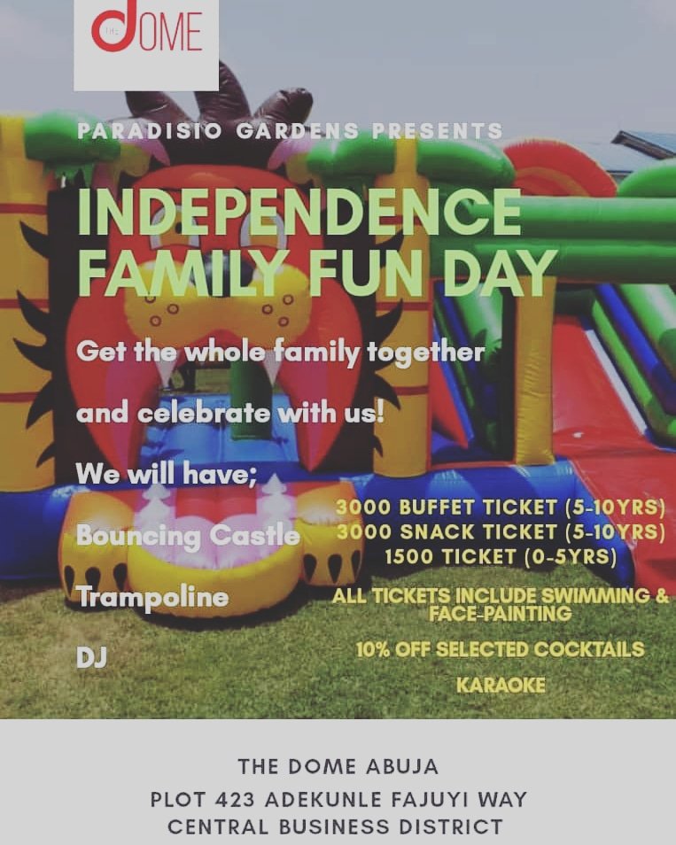 xceptionalevnt1's tweet photo. This promises to be a fun time for the family. Don't miss out on the Independence family fun day.

#WhatIf #Dabira Mikel
#MUNARS #ProfYemi https://t.co/kyHVkpSztl