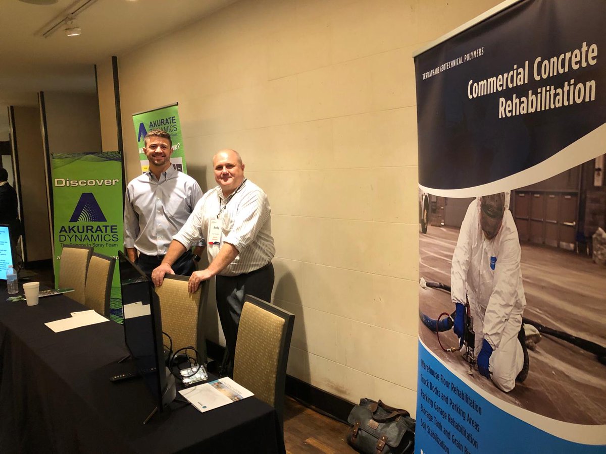 NCFI's tweet image. Akurate Dynamics and Team TerraThane teamed up at this weeks INFRADAY-South infrastructure forum in Houston Texas. Many thanks to Andy Hodgkinson and Chase Wortham from Akurate Dynamics. #infrastructure #akuratedynamics #NCFI #TerraThane #powerofpolymers #concreterepair