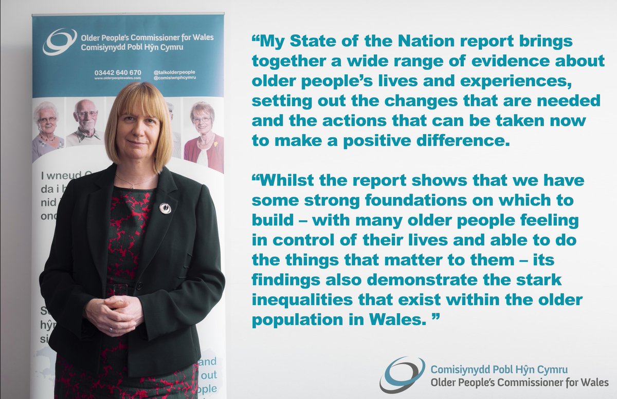 The Commissioner’s State of the Nation report shows that whilst we have some strong foundations to build on, action is needed to improve older people’s lives and make Wales the best place in the world to grow older. 

olderpeoplewales.com/en/news/news/1…

#StateOfTheNation