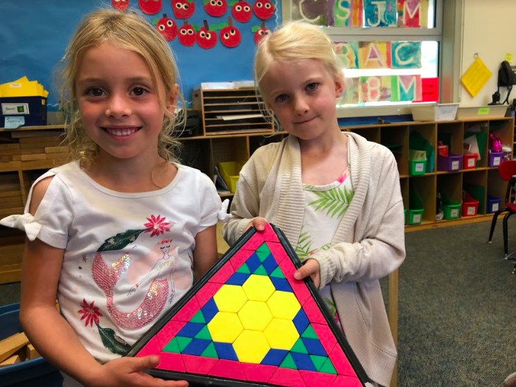 NC_Hawks's tweet photo. NC Kindergarteners discovering different geometric solutions to "fill a shape". #shapes #NCHawks https://t.co/R1lKA2BBec