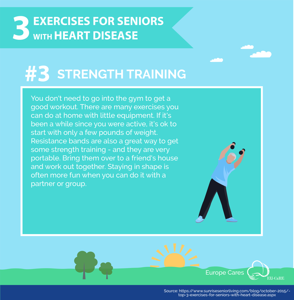 eucare_org's tweet photo. Whether or not you have heart disease or not, you can get great exercise! Here are 3 heart-friendly #exercises anyone can do to stay active and healthy! #HeartHealth #Tips https://t.co/86brXG58aK