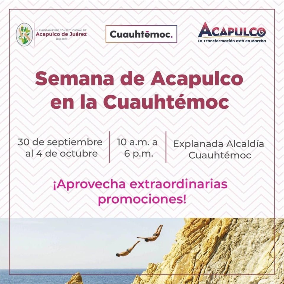 AcaFunViajes's tweet photo. Los invitamos a visitar nuestro stand en la semana de #Acapulco en @AlcCuauhtemocMx . 
Traemos las mejores tarifas y promociones para tus próximas #Vacaciones.
¡Los esperamos! https://t.co/keWiUWems5