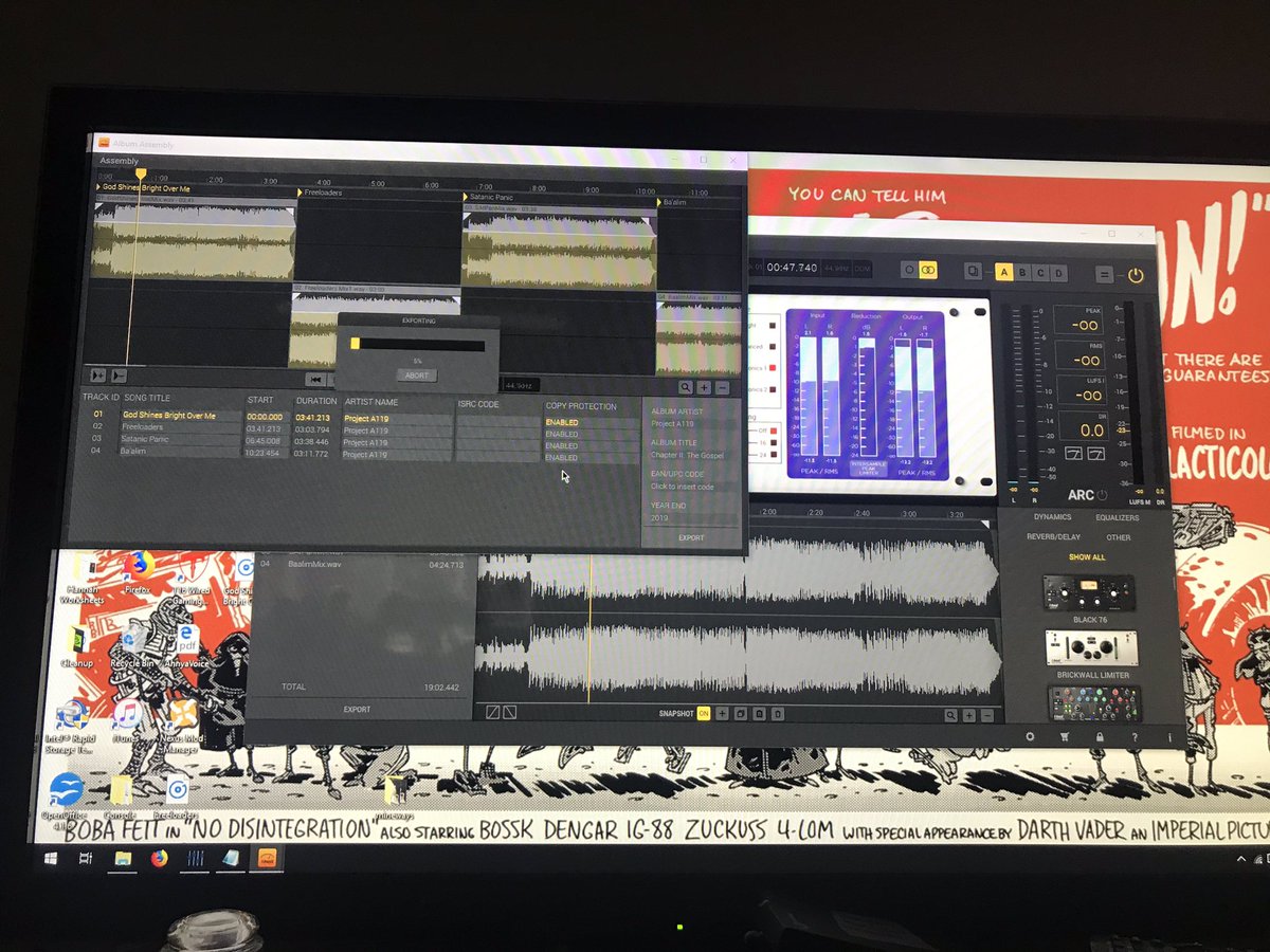 The last EP came out 10 months ago, and this one is finally fucking done. Well at test mix stage, then it’s done. #cultofa119 <a href="/CultOfA119/">ProjectA119</a>