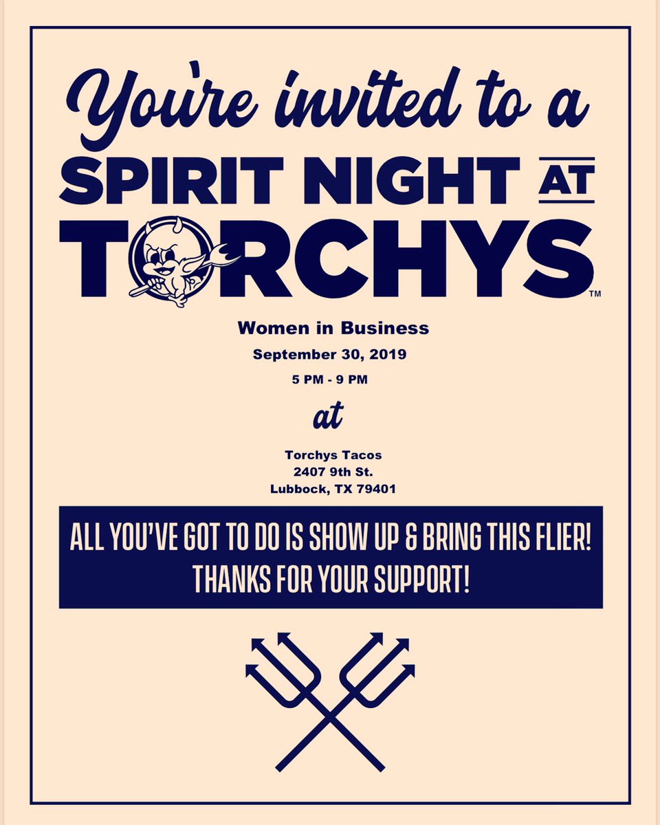 TTU_WIB's tweet photo. Tonight is our first giveback night at Torchy’s from 5-9pm! Please come out and support Women in Business! Also, keep in mind that you need this flyer to donate to us when ordering your food. Thank you all for the support! See you there! https://t.co/K0miHu2sOA