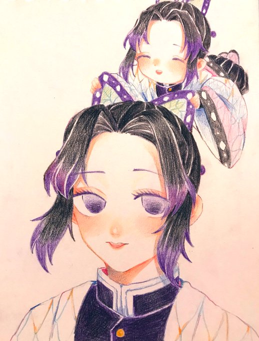 雪ん子さんがTwitterに投稿した胡蝶しのぶ(鬼滅の刃)のイラスト。