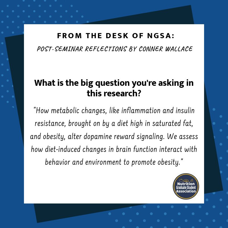 uncgngsa's tweet photo. NGSA checked in with Conner following the seminar presentation last week for his thoughts on research and tips for grads preparing to present in seminar... swipe through to see what he had to say! #gradstudentresearch @uncghhs @UNCG_Nutrition @UNCG_GradSchool https://t.co/j2vzeHvHM7