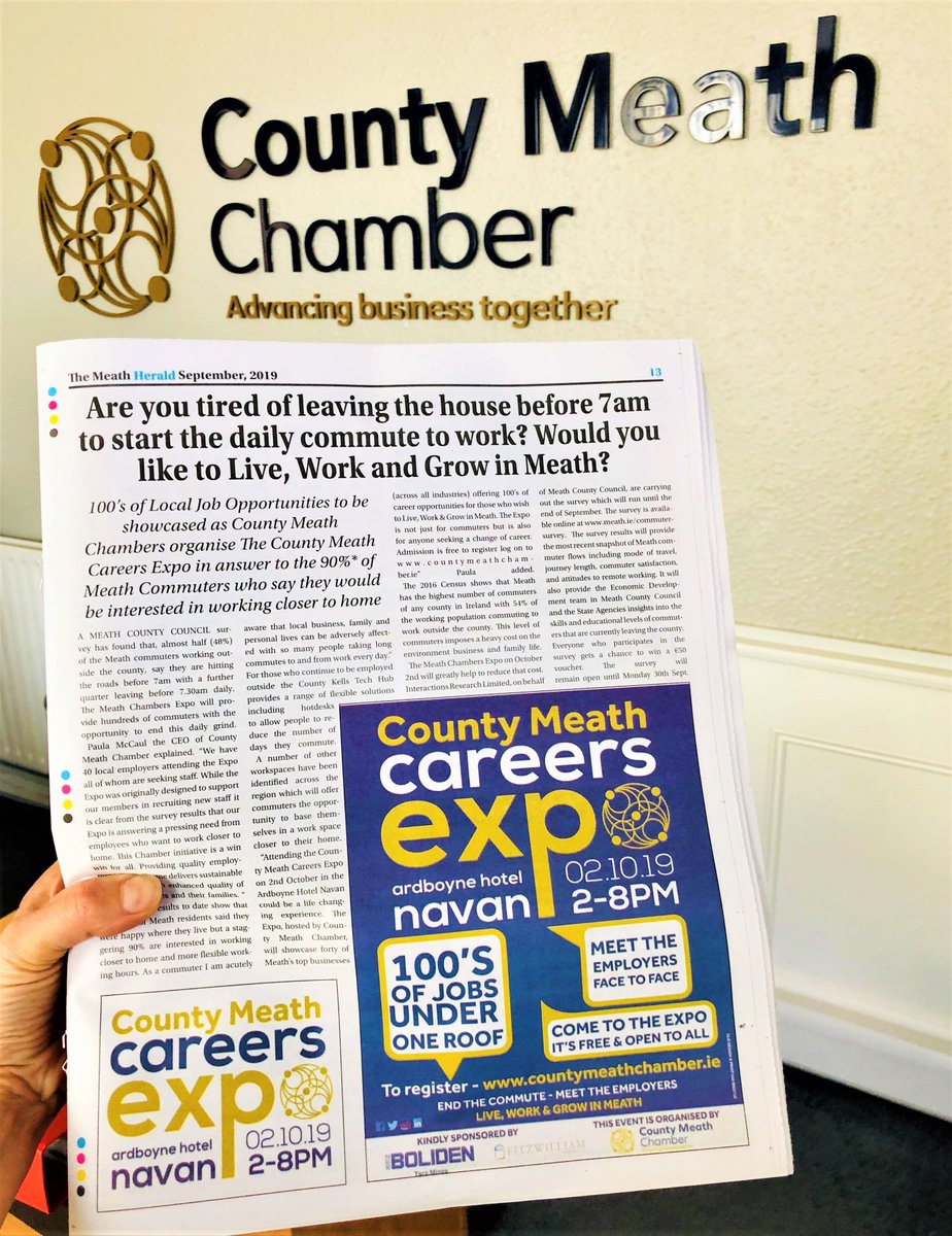 MeathChambers's tweet photo. #Local & #National PR for the #MeathCareersExpo thanks to #NorthMeathHerald & @PrepaidFS #TeamMeath. Irish Times: https://t.co/3sTEA4M3J0, Silicon Republic: https://t.co/H019GVQwHa, Meath Chronicle: https://t.co/z3myipo2ov, Sync Ni: https://t.co/SXthSyA3NU. 2 Days to Go! 2nd Oct https://t.co/4joGrgvHBv