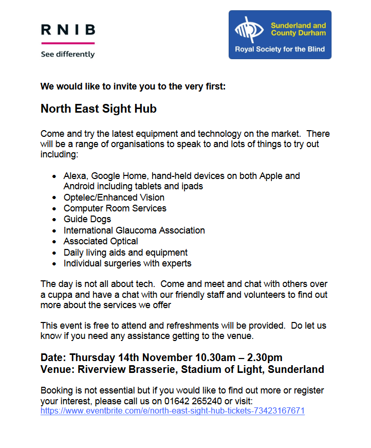 Sunderland & Co Durham Royal Society for the Blind tweet media