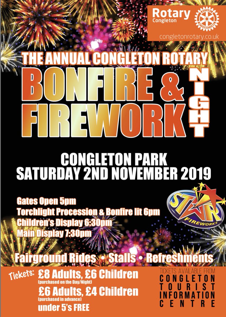Tickets now on sale at the Congleton Tourist Information Centre 
For more about Congleton Rotary check out our brand new website congletonrotary.co.uk you’ll also find links to Facebook and Twitter 😀