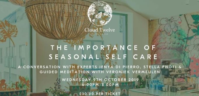 Join us at our 'Seasonal Self Care' event at <a href="/CloudTwelveClub/">Cloud Twelve</a> on Wed 9th Oct with <a href="/SilathaJourney/">Silatha</a> to gain some valuable tips on how to improve your self care. Tickets available here: bit.ly/2nQUEwF See you there!