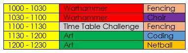 HeathfieldPrep's tweet photo. #BecauseNothingMattersMore Heathfield Open Morning Saturday 5 October - showcase events:
1000 - 1030  Warhammer    Fencing
1030 - 1100  Warhammer    Choir
1100 - 1130  Times Tables   Fencing
1130 - 1200  Art                   Coding
1200 - 1230  Art                   Netball https://t.co/Q2LSTjN6jL