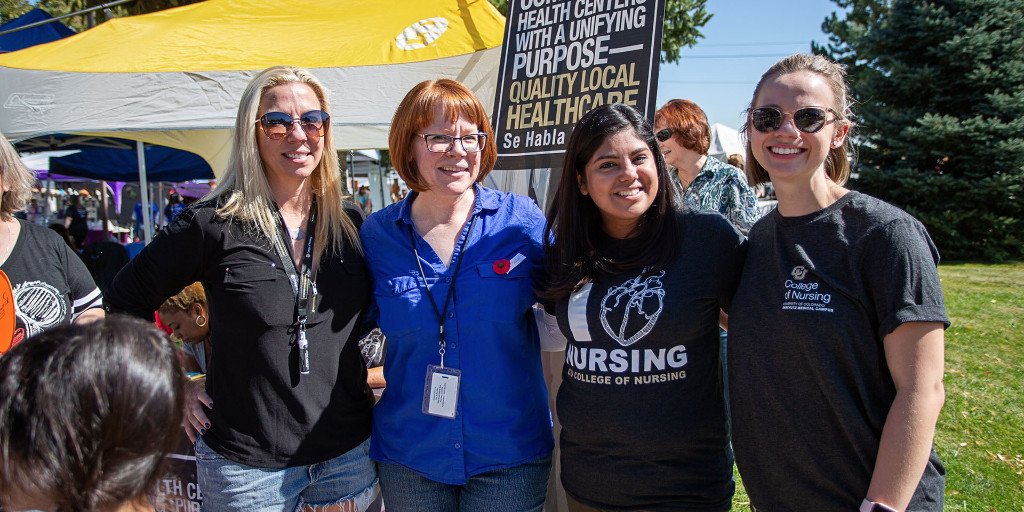 NursingCU's tweet image. Staff from CU Sheridan Health Services, together with Mayor Tara Beiter-Fluhr, participate in the annual Sheridan Celebrates parade &amp;amp; festivities. CU Sheridan’s bilingual, nurse-led clinic provides pharmacy, dental, behavioral health, and prevention services to the community.