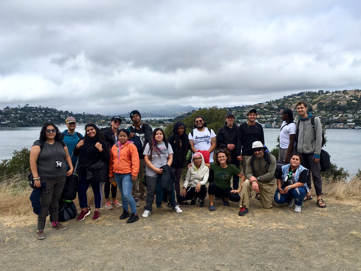 Civicorps's tweet photo. Staff and Corpsmember took a ferry to #AngelIsland this past weekend, where they hiked to Perle Beach and swam in its gray waters over a gray sky. They also hiked half the island and got to sleep in a World War II era búnker. #ablastfromthepast #outdoors https://t.co/6dZIA3l7IM