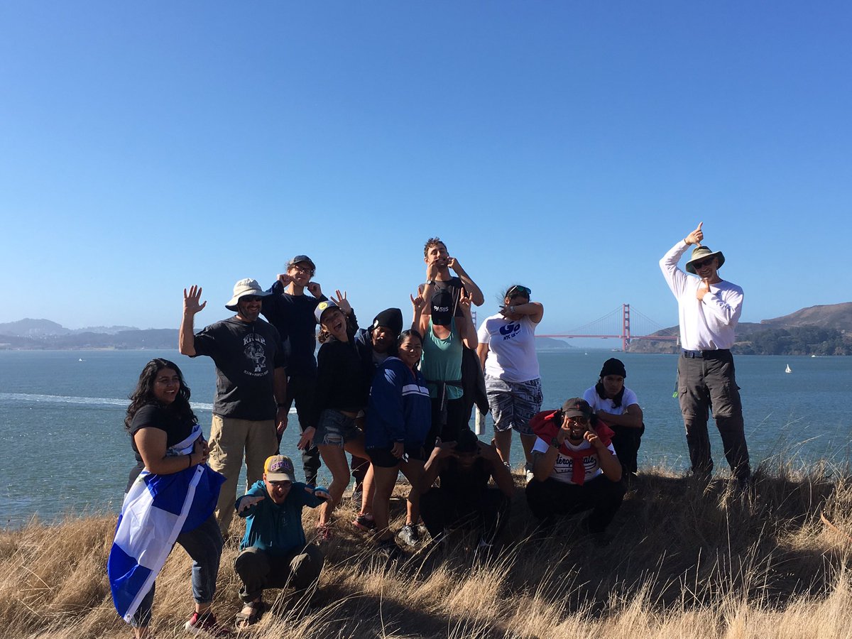 Civicorps's tweet photo. Staff and Corpsmember took a ferry to #AngelIsland this past weekend, where they hiked to Perle Beach and swam in its gray waters over a gray sky. They also hiked half the island and got to sleep in a World War II era búnker. #ablastfromthepast #outdoors https://t.co/6dZIA3l7IM