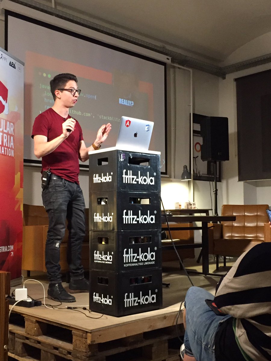 meeroslav's tweet photo. The amazing @jdjuan rocking the Vienna stage at @AngularVienna 

The night will be amazing
@AngularAustria @Meetup https://t.co/U1mnXUnIBy