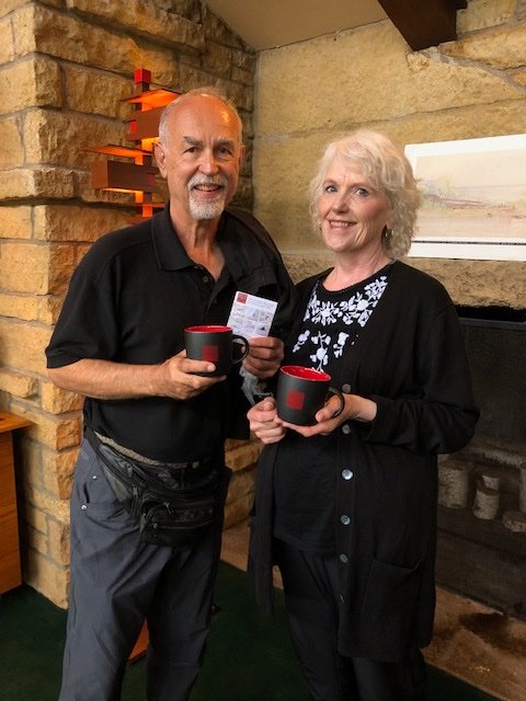taliesin_wi's tweet photo. This couple recently received a @TravelWI #FLWTrail collectors mug after collecting a landmark stamp at each of the 9 designated sites along the 250-mile, self-guided architectural tour featuring Wright's architecture in 9 counties. Want to give it a try? https://t.co/1qsbjWXPwE https://t.co/Yj8QfgYWkc