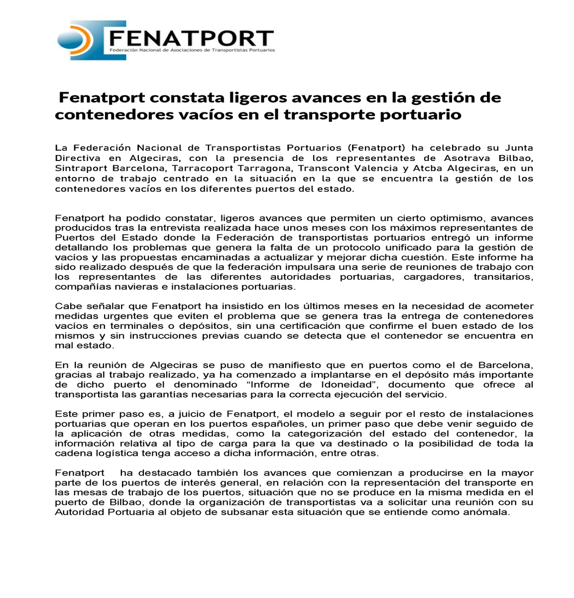 TransporteNews's tweet photo. 🚛👥 @Fenatport ha celebrado su Junta Directiva con la presencia de los representantes de #Asotrava, @sintraport, #Tarracoport, @transcontcv y #Atcba @DiegoPiel2, centrados en la situación en la que se encuentra la gestión de #contenedores vacíos en los diferentes @PuertosEstado. https://t.co/q2nIiazN6F