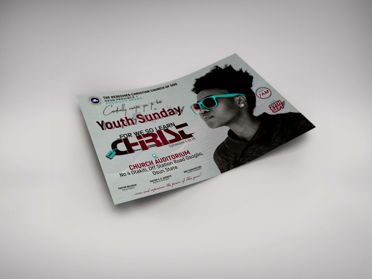 themidconcept's tweet photo. Simplicity is key https://t.co/RGbNQlBk1f
Description: Youth Sunday Flyer design
Client: RCCG Osun Province 1 Osogbo Osun State.
Designed by @themidconcept 
.
..
#GalaxyNote10 #GalaxyNote10Plus #MUNARS #MUFC #BetterSkinToSkin #WhatIf #VOTEMercy #Joro #Dianeforthemoney #ProfYemi https://t.co/MsIsHrsk5E