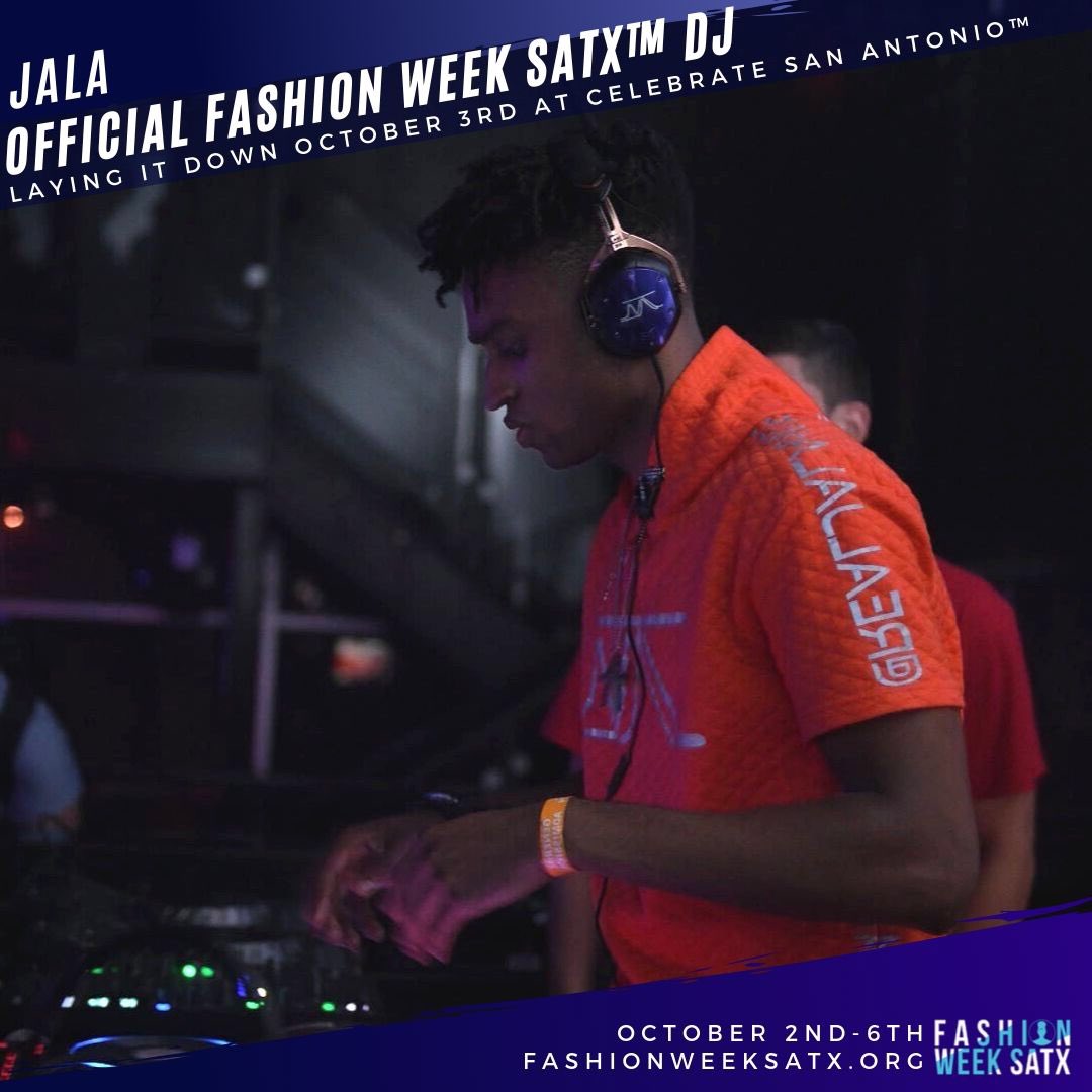 TX_FashionWeek's tweet photo. 🎉We are so thrilled to feature our insanely awesome official DJs for Fashion Week SATX! 🎉 This Thursday, October 3rd, JALA will be laying it down for our ready-to-wear &amp; couture fashion shows! 💃🏻🕺🏻Purchase your tickets at eventbrite👉🏻  https://t.co/UXQ7PP6nYA https://t.co/2rPiuwfF1A