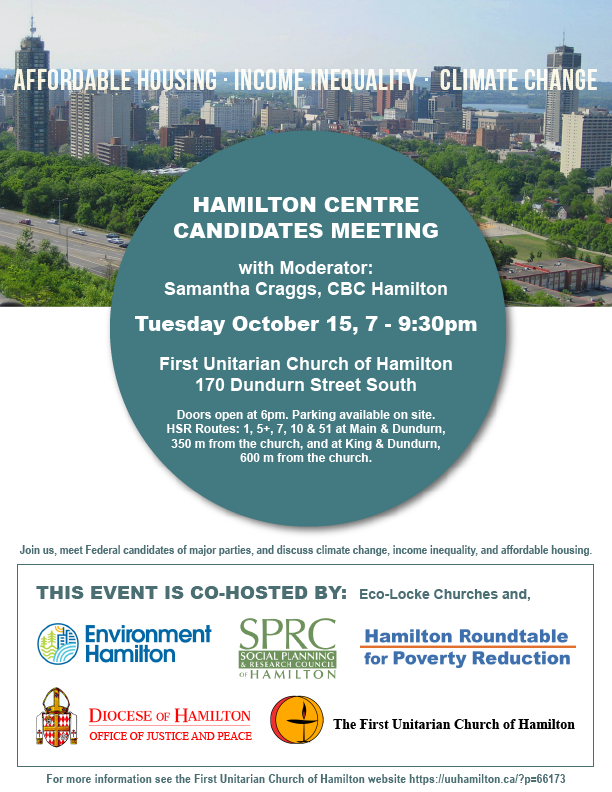 MacMCPI's tweet photo. Save the Date! Hamilton Centre Candidates Meeting - Tuesday Oct 15, 7 - 9:30pm, 170 Dundurn St S - focused on affordable housing, climate change &amp; income security. Moderated by @SamCraggsCBC. #HamOnt https://t.co/6Xd8lYOaLy