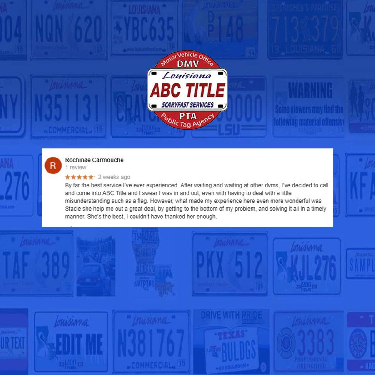 Our goal: happy customers. Drop by today to see why all our clients rave about us!
#abctitle #scaryfast #dmvservices #customerreviews