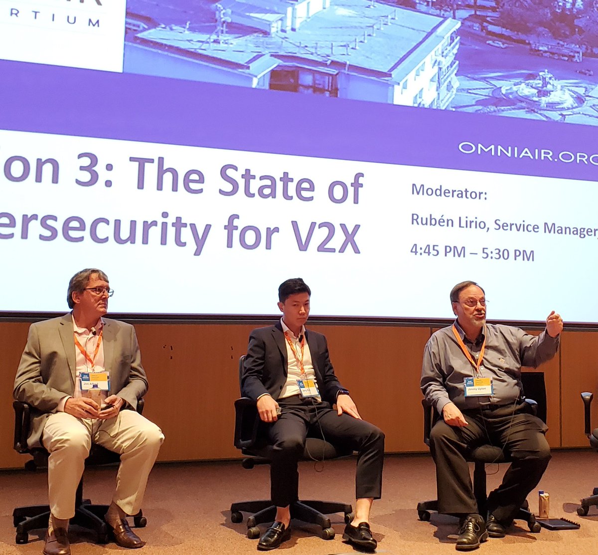 OmniAirCon's tweet photo. The @OmniAirCon #EuropeanPlugfest Policy Conference rounds out the day with interesting & informative discussion on the State of #Cybersecurity for #V2X with industry experts from @DEKRA_Test_Cert, @BlackBerry, @pentasecsystems, & #INTEGRITYSecurityServices. https://t.co/bwmvSDlKFC