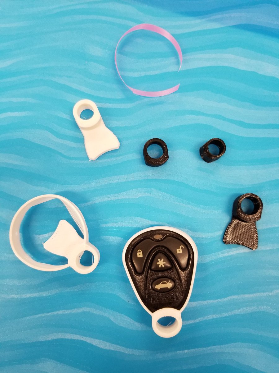 WWHSTechCoach's tweet image. T submitted a challenge on @WWHSWizardPride Student 3D Printing Engineering Help Desk.
No way to fasten a keyring to car remote.
Using applied geometry, solid modeling &amp;amp; #3Dprinting #studentengineer @alecmontaquila has a #design
#wwhswizardpride 
#AdditiveManufacturing 
#pbl