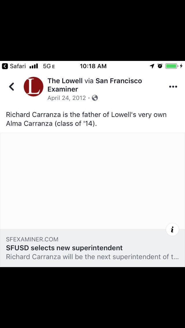 Carranza, who led the attack on NYC Specialized High Schools schools that control admission through an exam, sent his own child to Lowell High School in SF when he was superintendent. Lowell is a high school that controls admissions through an exam.