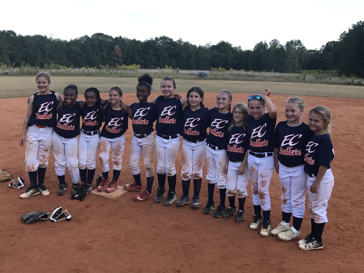 The EC Bullets-Vallery 8u young ladies. This is right after playing a scrimmage game. They literally couldn’t get dirty enough during the game. They had a contest,during the team huddle, who had more dirt on their pants!
