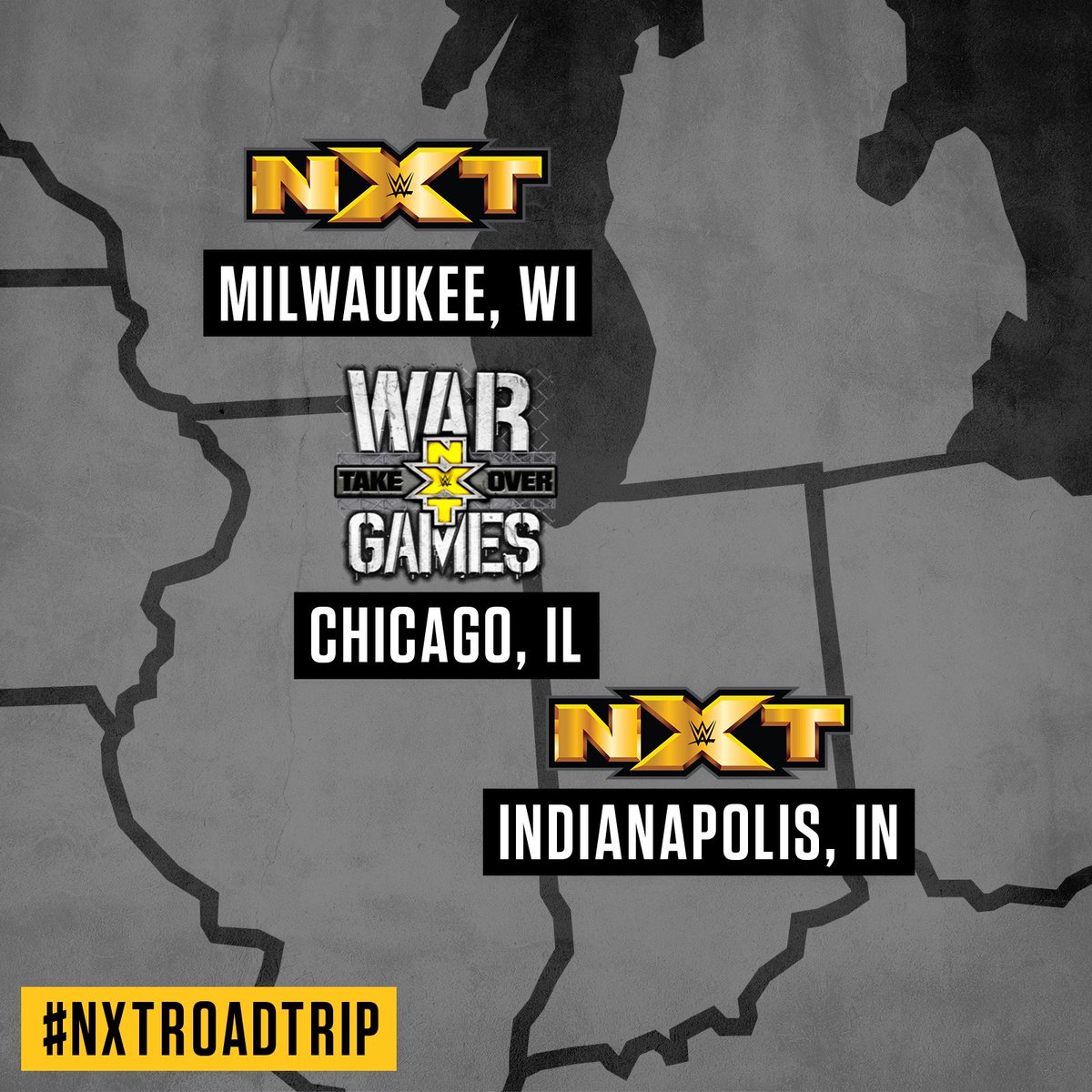 TripleH's tweet image. Before @WWENXT brings #NXTTakeOver: WarGames to Chicago, IL, the #NXTRoadTrip stops in:

#NXTMilwaukee 11/21
#NXTIndy 11/22

Tickets available this Friday at 10am CT at NXTTickets.com! #WeAreNXT