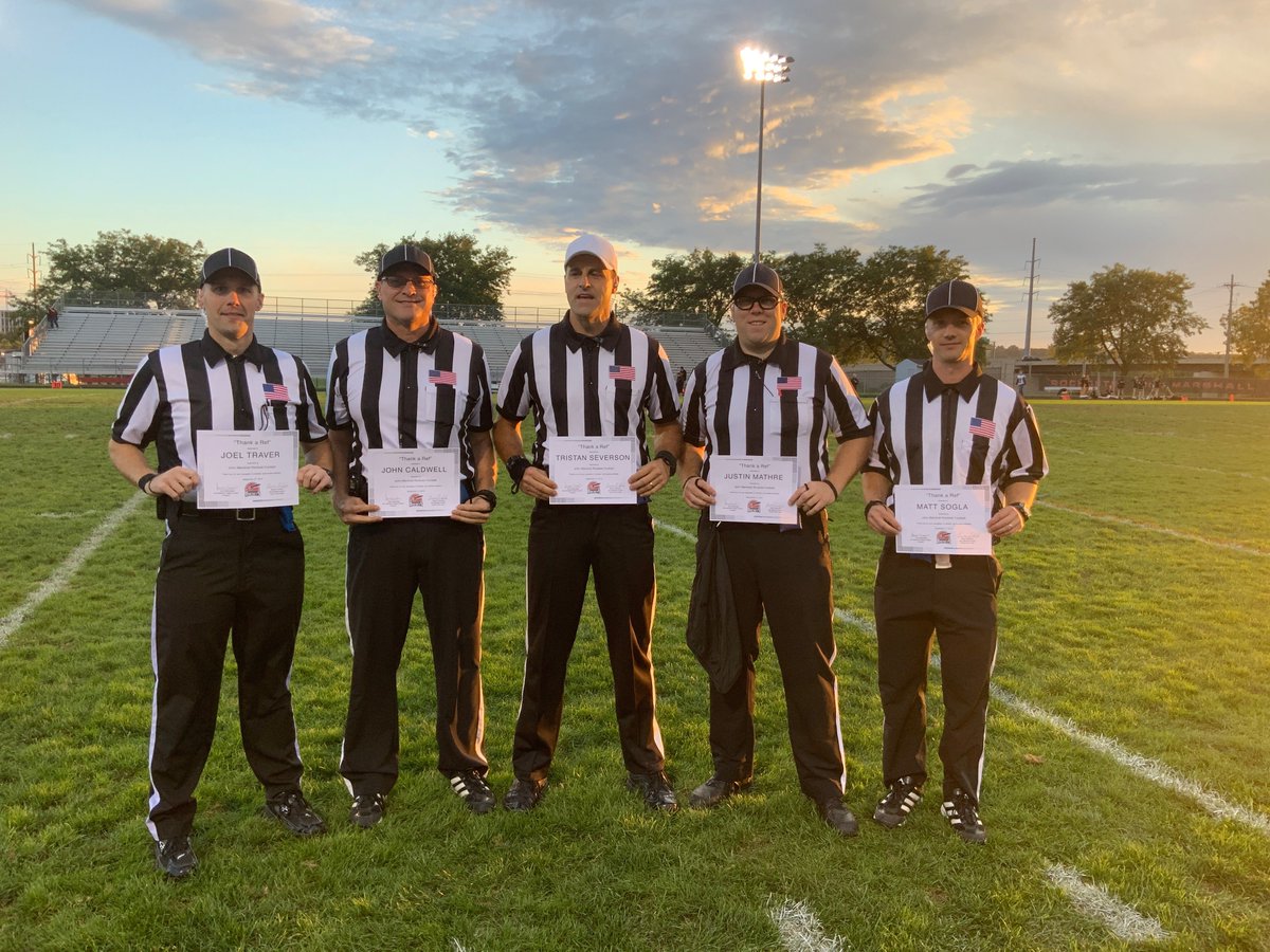 JohnMarshallFF's tweet photo. John Marshall Football would like to thank this fine officiating crew for working our game last Friday night against New Prague.  Thank you for your dedication!  And take a look at the goodies we provided for halftime!
@RAOAMN 
@MSHSL_Officials
@MSHSLjohn
@JMRocketFB 
 #ThankARef https://t.co/9c5oQ2i1Hy