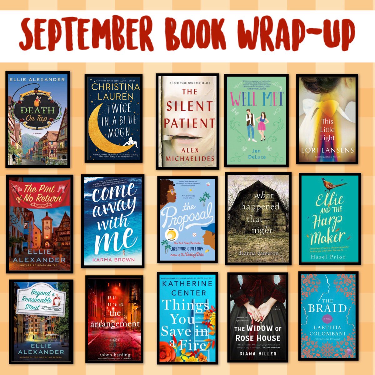 I read a whopping 15 books in September. It was a great month for books. 

These reviews and more can be found on my blog - thebakingbookworm.blogspot.ca

Which were your favourites?

#monthlybookwrapup