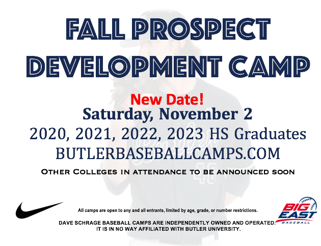 DSButlerBsbCamp's tweet photo. Fall Prospect Development Camp on Saturday, Nov 2! 

Work closely with the @ButlerUBaseball coaching staff, along with several other colleges! 

Register today at https://t.co/ZVCxj1hfWi! https://t.co/sGVagCe8lj