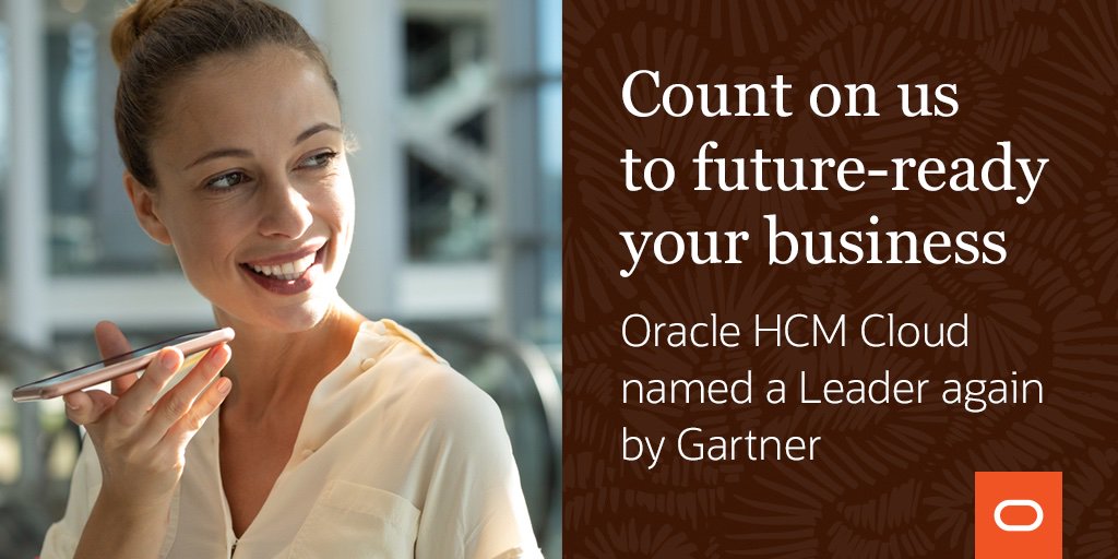 We are thrilled to be positioned as a Leader in the @Gartner_Inc #MagicQuadrant for #CloudHCM Suites for 1,000+ Employee Enterprises. Download the full report here to see how we are placed among the rest of the vendors: oracl.info/hoV850wxcGH <a href="/OracleHCM/">OracleHCM</a>