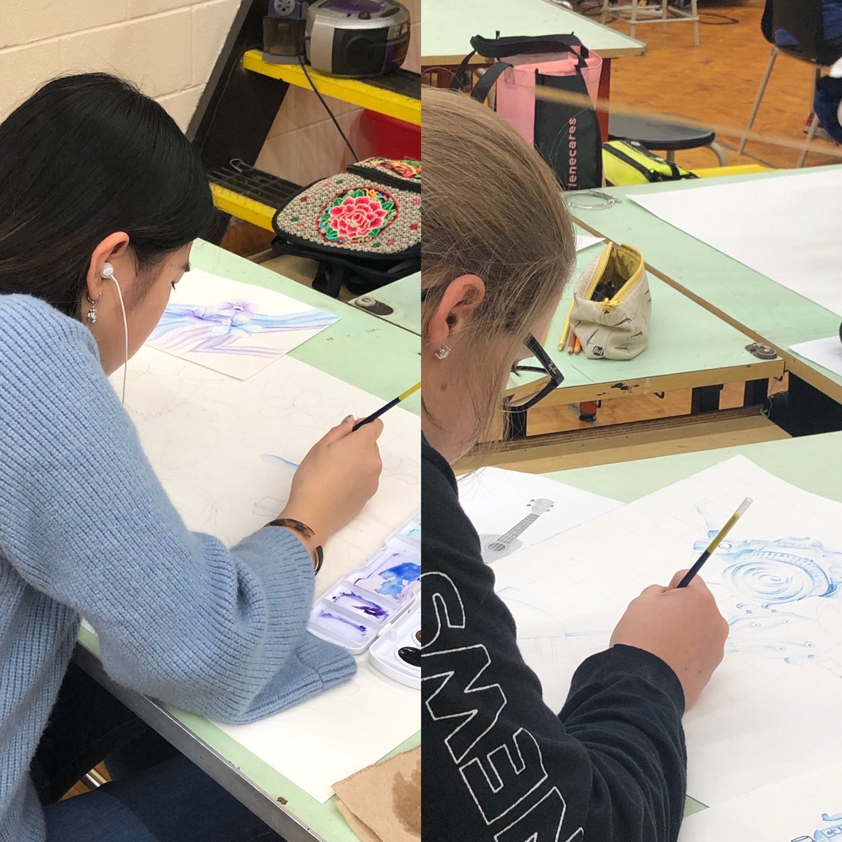 Ms_Piazza's tweet photo. #AVI3M @Sandwich_Sabres exploring Mixed Media in their current art pieces as they focus on contour lines and designs.
#VisualArt #MixedMedia #markers #watercolour #colouredpencils #contourdrawings #colourharmonies https://t.co/sPnjcZl6oA