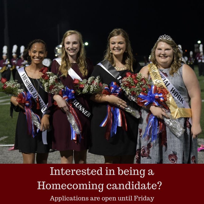 SGA_CU's tweet photo. Ladies, homecoming applications are due on Friday and you can apply on Tigernet. Remember, you must have a float in the parade to represent your club/organization. https://t.co/GPpI5nhjv1