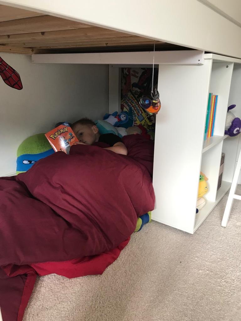 KellyBibby4's tweet photo. @halliwell_miss Jack reading his book in unusual places. https://t.co/vTCF8MREfM