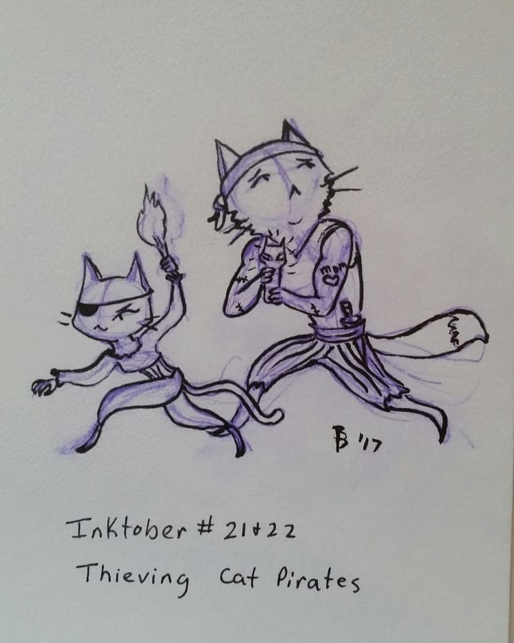 BethanyPyles's tweet photo. Inktober 2017: I attempted to use the official prompt list for character design ideas, got bored, and did my own thing instead. I felt less challenged than I had in 2015, but some of the designs still turned out good. #inktoberthrowback https://t.co/8pKYAnGjX5