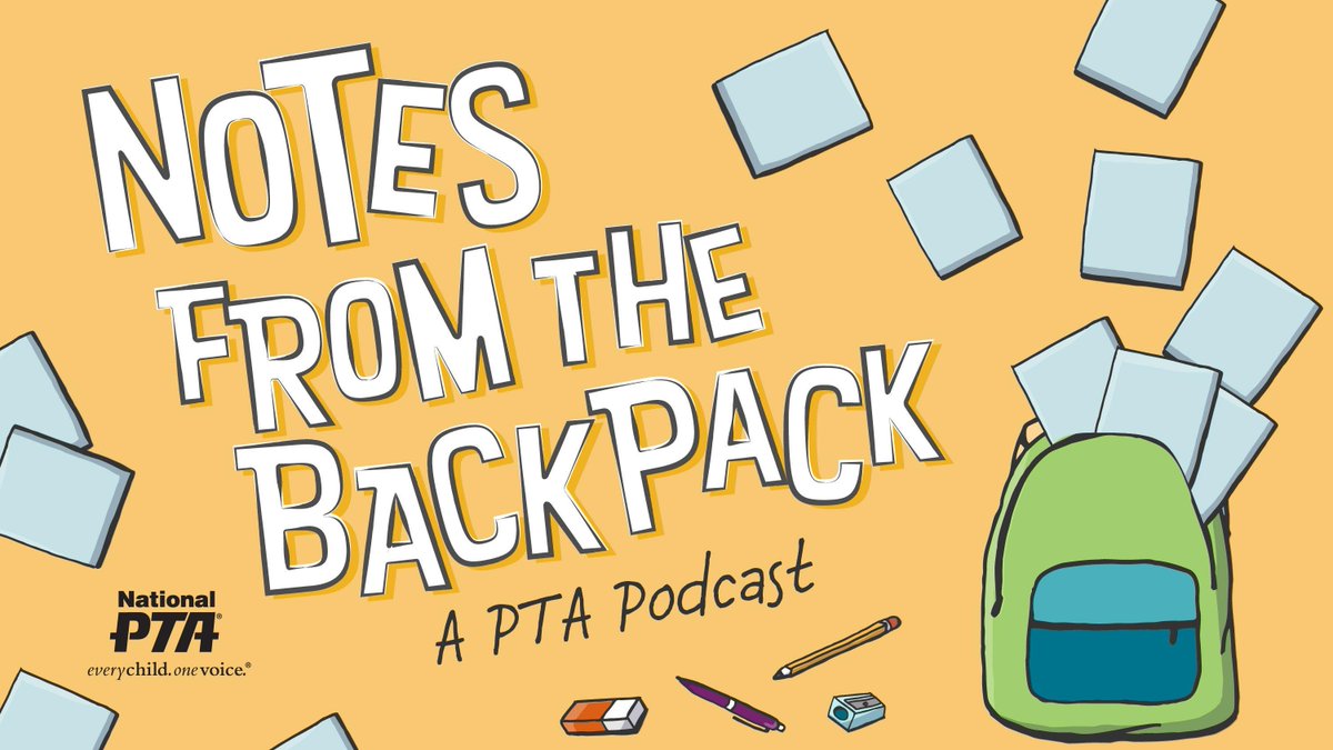 NPTAPresident's tweet image. #InternationalPodcastDay Listen to Notes from the Backpack #BackpackNotes and get the answers to the burning questions you have about how to best support your child&apos;s education and development. PTA.org/BackpackNotes